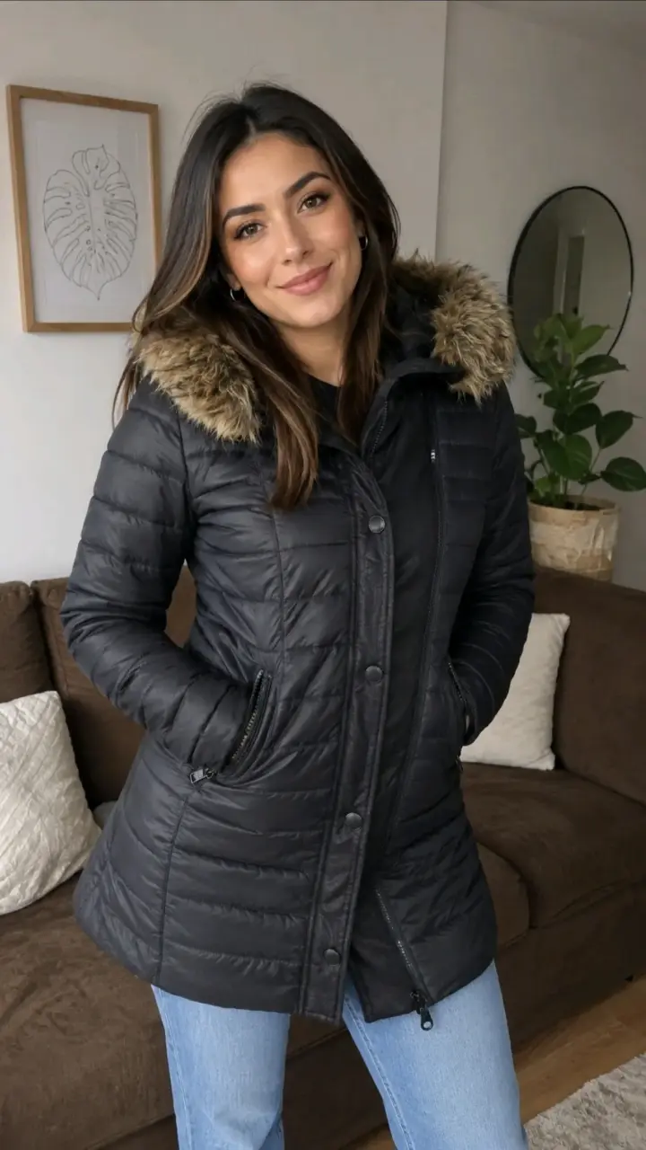 Abrigo de lana gris para mujer - 2