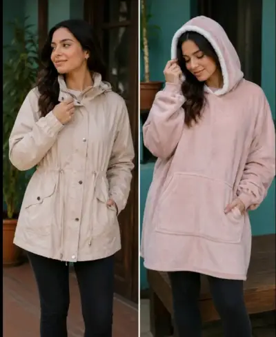 Abrigo de lana gris para mujer - miniatura 4
