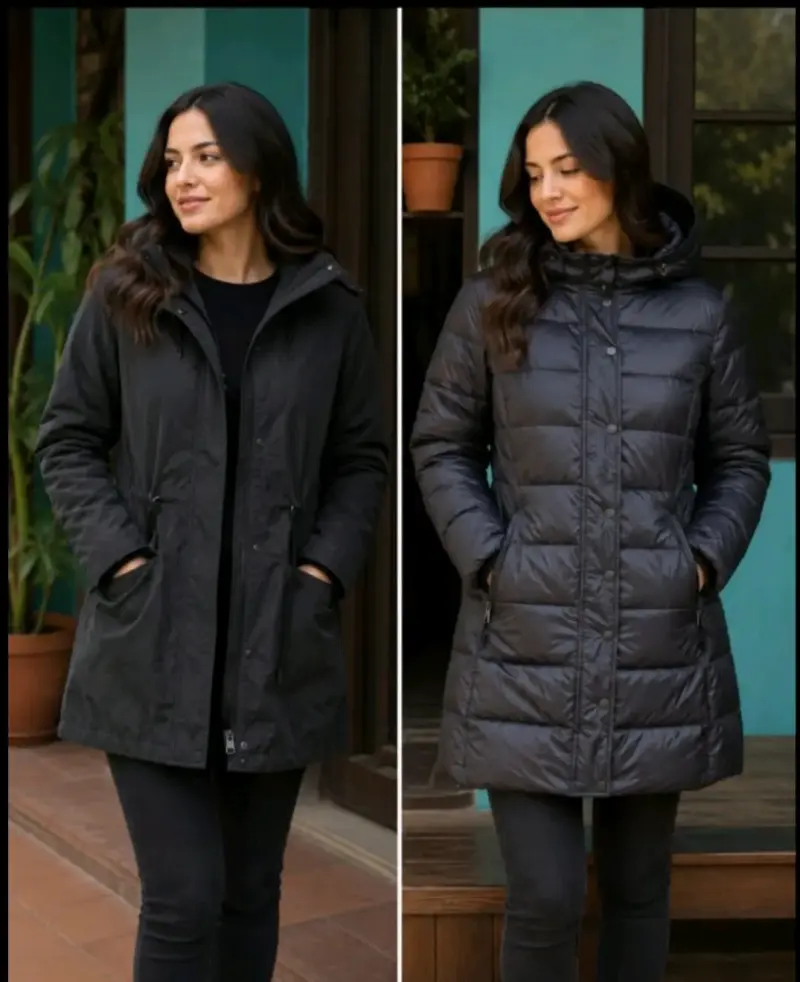 Abrigo de lana gris para mujer - 5