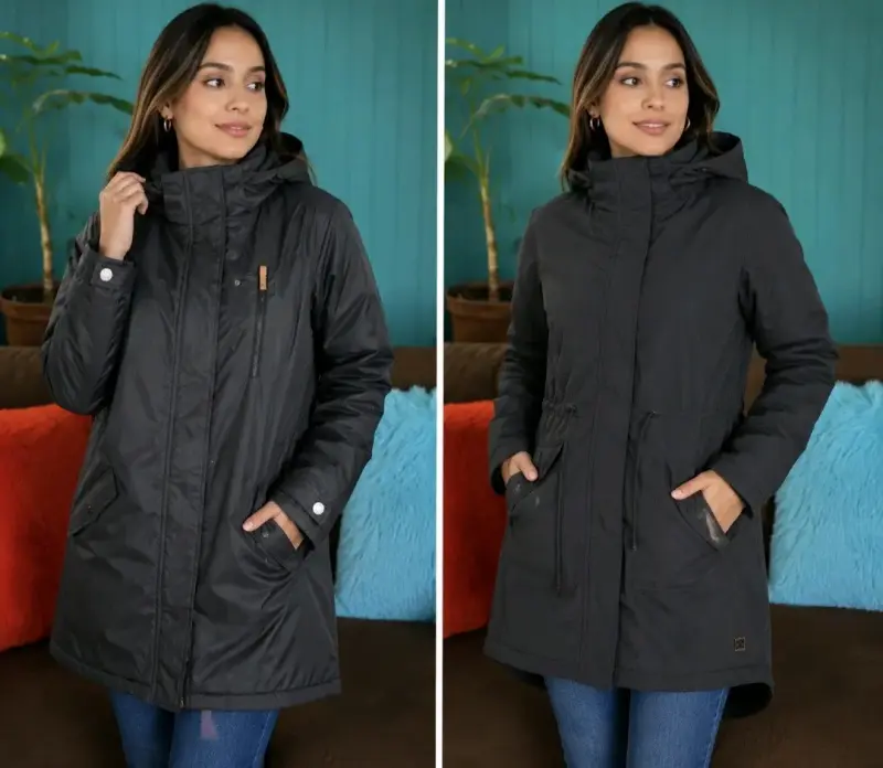 Abrigo de lana gris para mujer - 6
