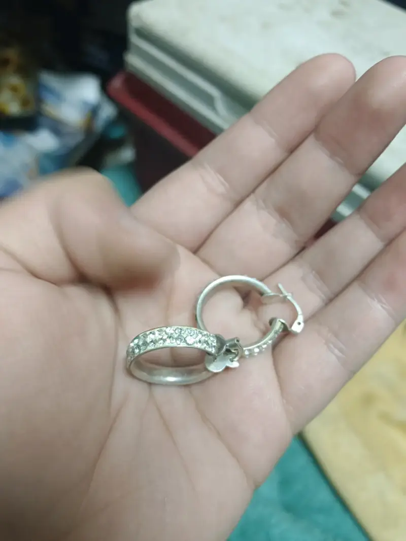 Aros de plata con incrustaciones brillantes - 1