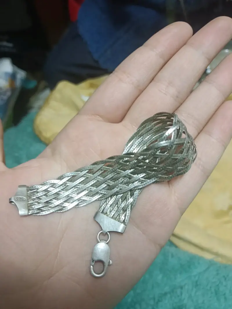 Pulsera de plata trenzado elegante - 2