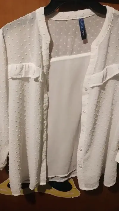 Blusa blanca de gasa con textura Martino - miniatura 1