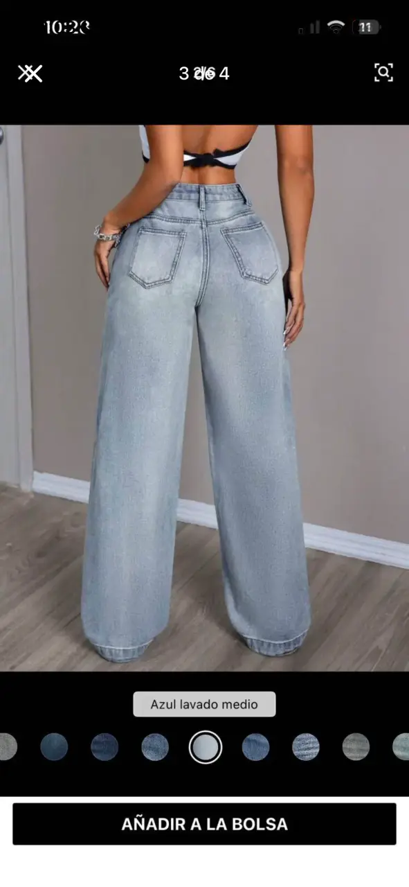 Jeans azul lavado medio para mujer - 2