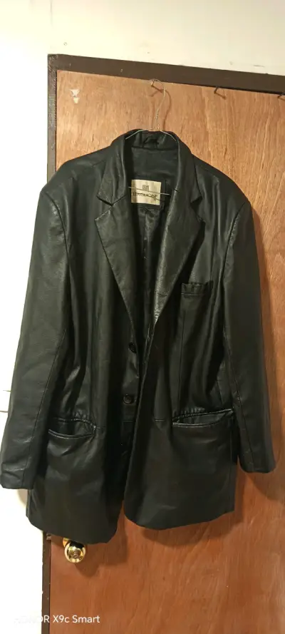 Blazer de cuero negro Baglioni para hombre - miniatura 1
