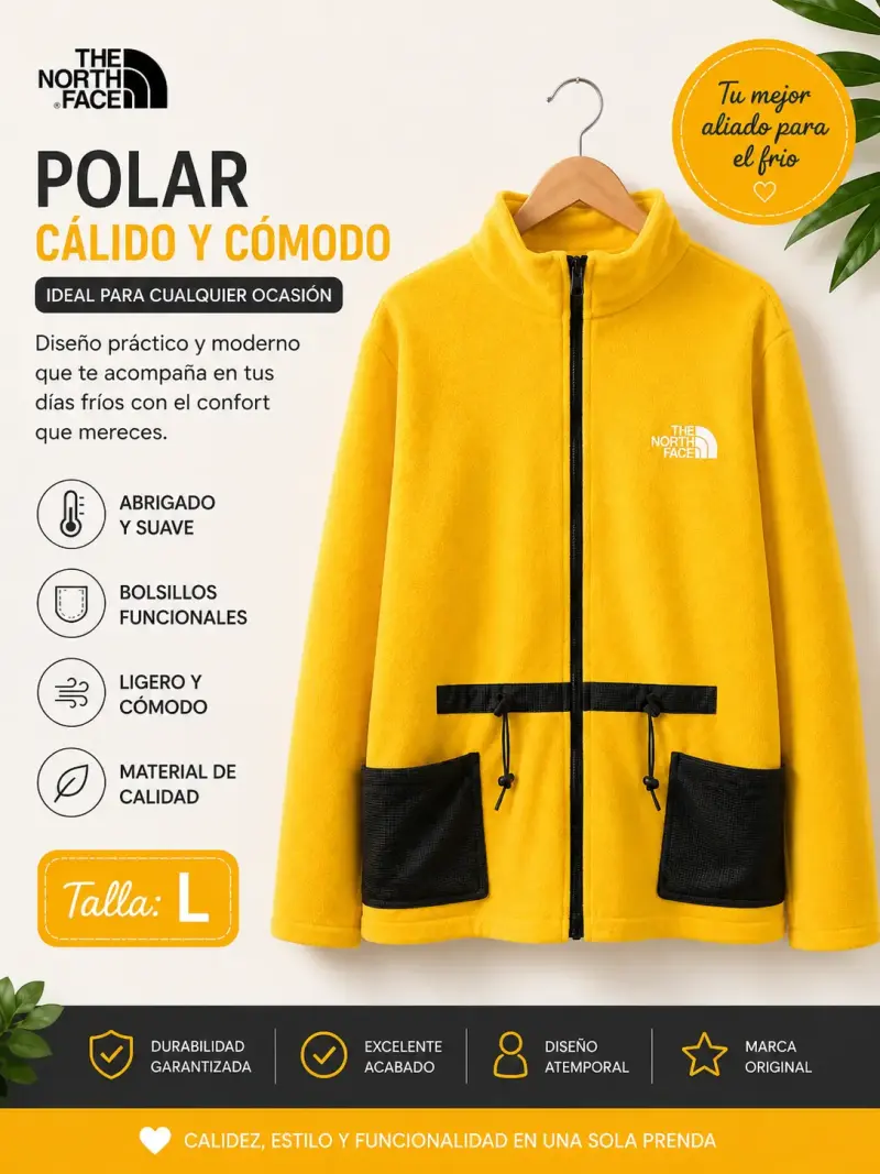 Polar The North Face amarillo cálido y cómodo