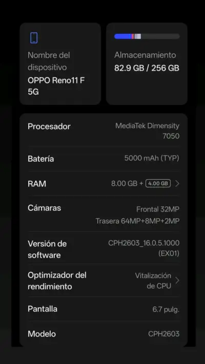 ✨Se vende✨ Oppo reno 11f 5g / 256 GB - miniatura 3