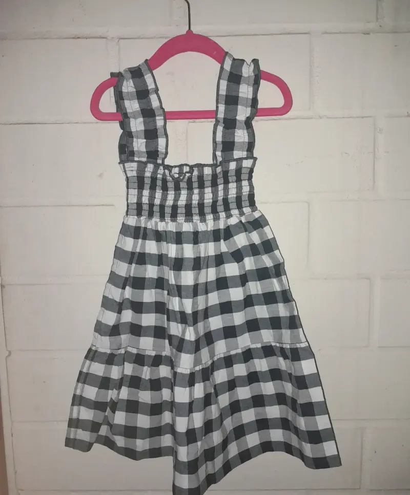 Vestido infantil a cuadros blanco y negro - 1