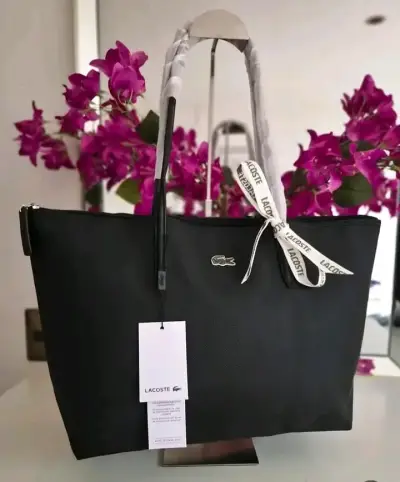 Bolso tote negro Lacoste con logo - miniatura 1