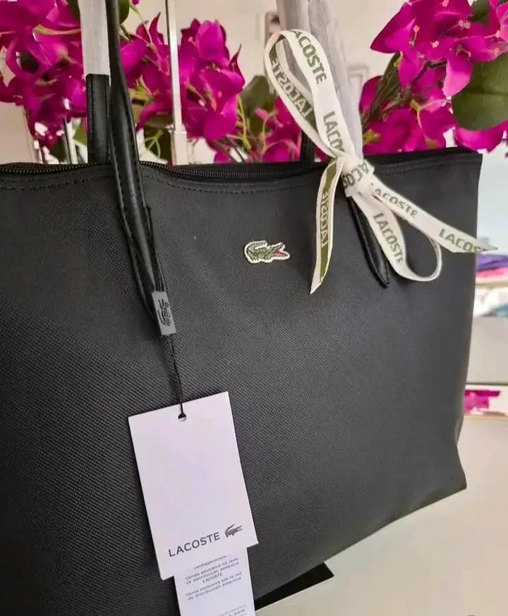 Bolso tote negro Lacoste con logo - 2