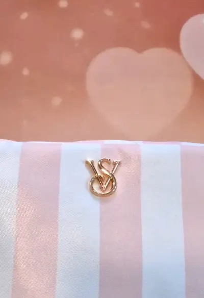 Cosmetiquero Victoria's Secret a rayas rosadas - miniatura 2