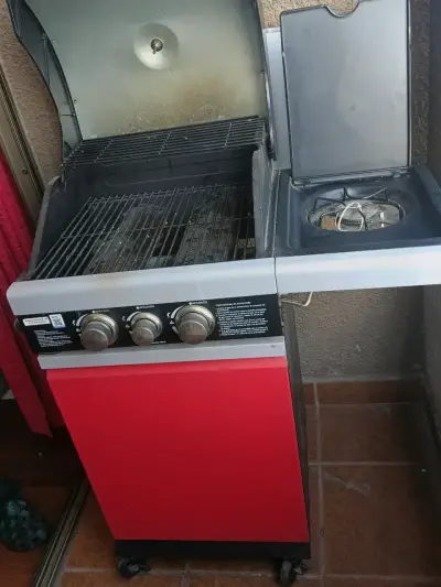 Parrilla a gas con quemador lateral roja - miniatura 1
