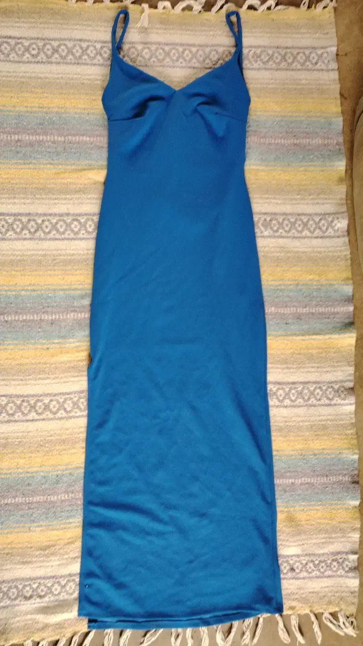 Vestido azul sin mangas elegante - 1