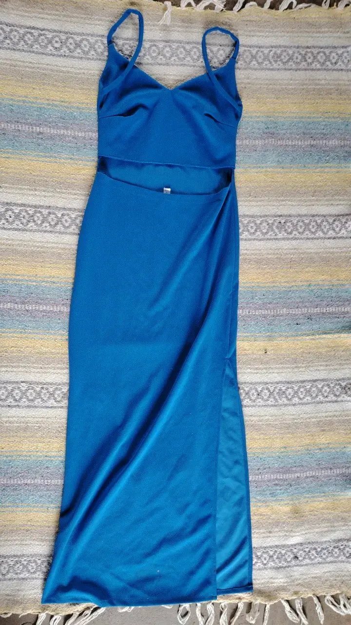 Vestido azul sin mangas elegante - 3