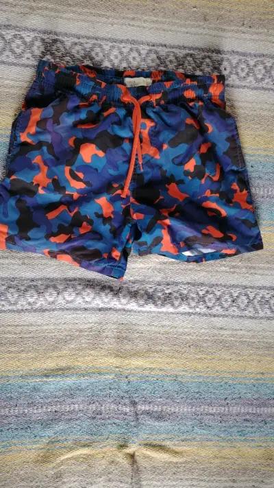 Shorts de baño camuflados azul y naranja - miniatura 1