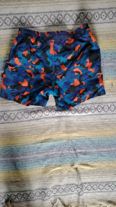Shorts de baño camuflados azul y naranja - miniatura 2