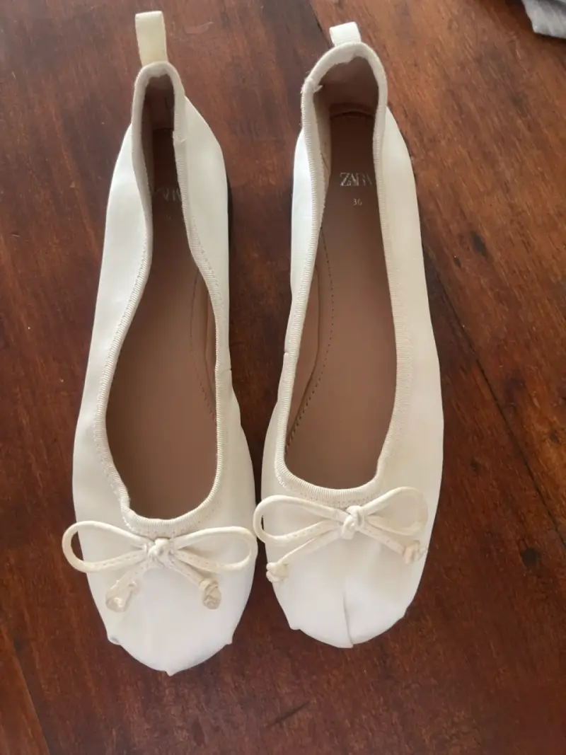 Bailarinas blancas de cuero Zara talla 36 - 1