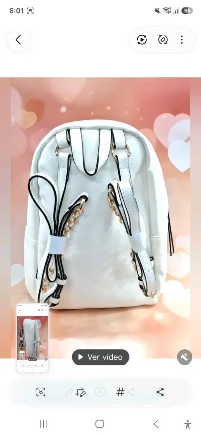 Mochila blanca Victoria's Secret con detalles dorados - miniatura 3