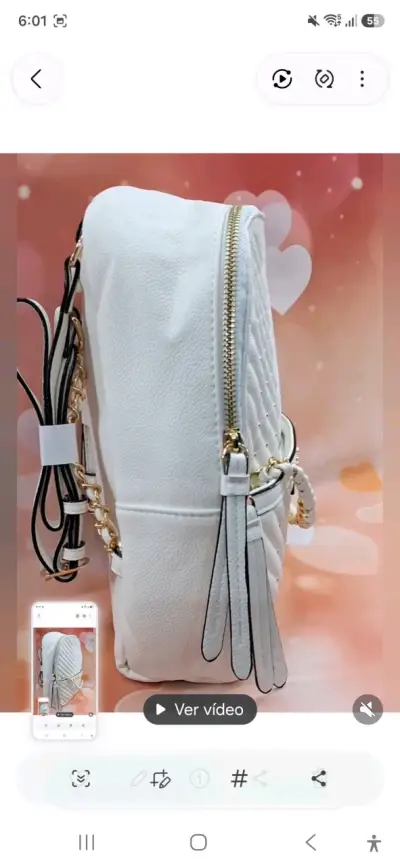Mochila blanca Victoria's Secret con detalles dorados - miniatura 4