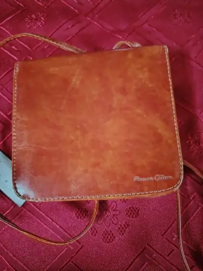 Billetera, cartera de cuero marrón con cierre - miniatura 3