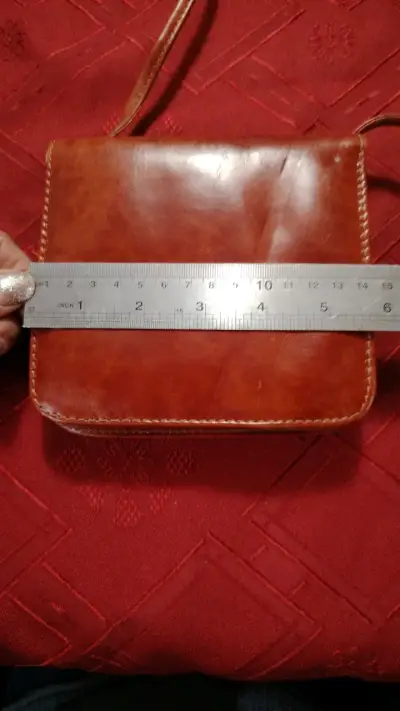Billetera, cartera de cuero marrón con cierre - miniatura 4