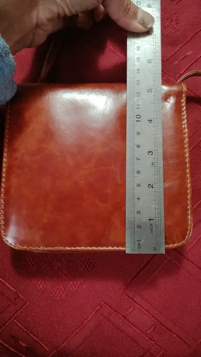 Billetera, cartera de cuero marrón con cierre - miniatura 5