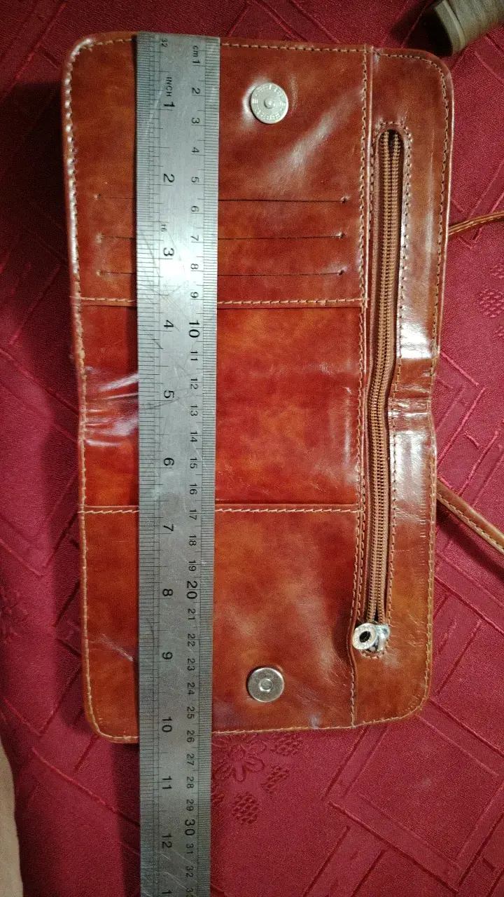 Billetera, cartera de cuero marrón con cierre - 6