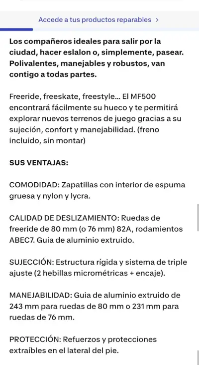 Patines Freeride MF500 con Ruedas 80mm - miniatura 1
