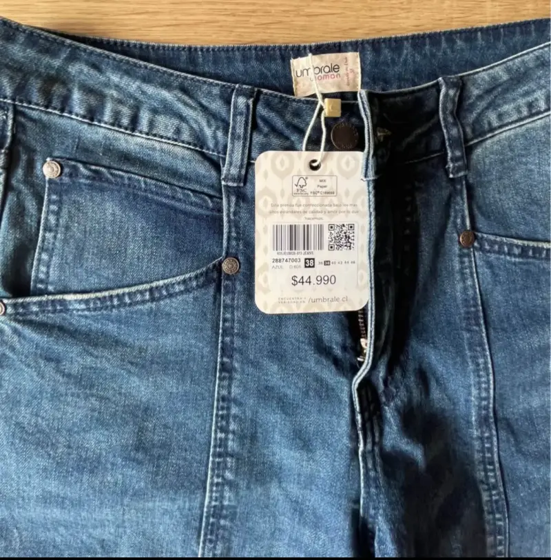 Jeans anchos de mezclilla azul para mujer - 2