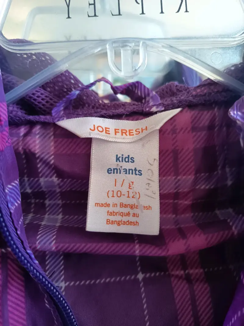 Chaqueta cortavientosmorada a cuadros para niña - 2