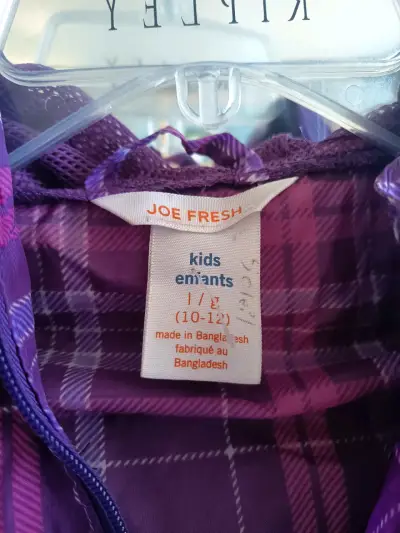 Chaqueta cortavientosmorada a cuadros para niña - miniatura 2