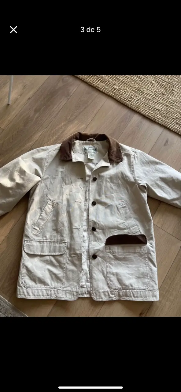 Chaqueta beige L.L. Bean con cuello de pana - 2