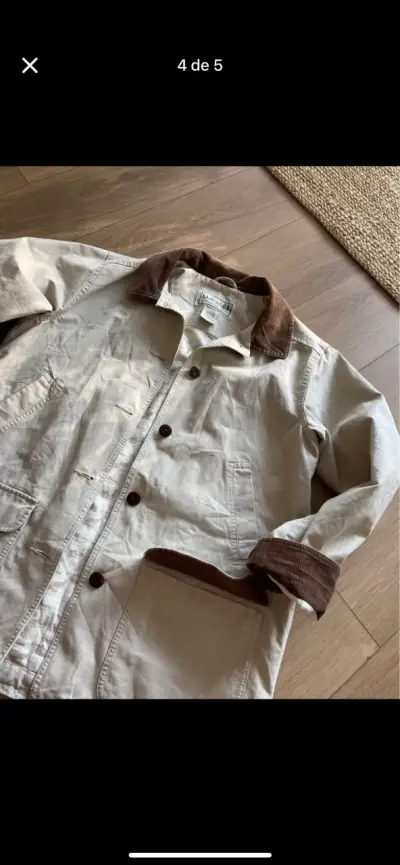 Chaqueta beige L.L. Bean con cuello de pana - miniatura 3