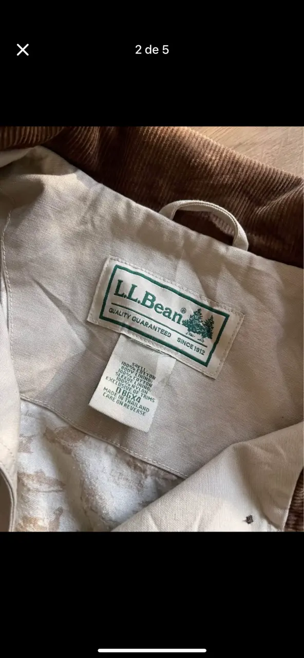 Chaqueta beige L.L. Bean con cuello de pana - 4