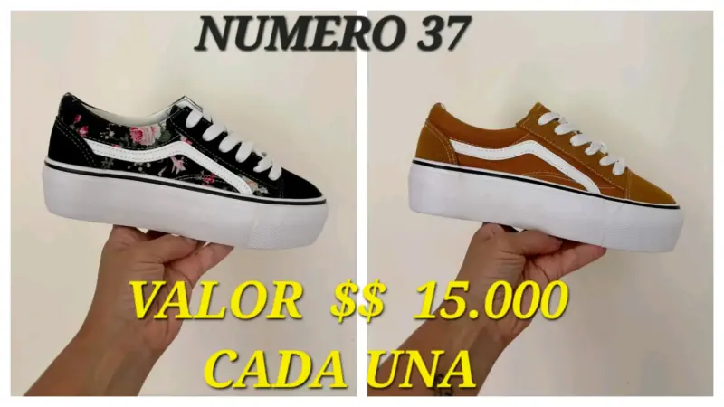 Zapatillas plataforma número 37 diseño floral y mostaza