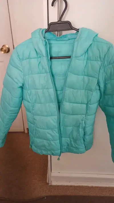Chaqueta acolchada turquesa con capucha - miniatura 1
