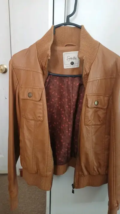 Chaqueta de ecocuero marrón Sybilla - miniatura 1