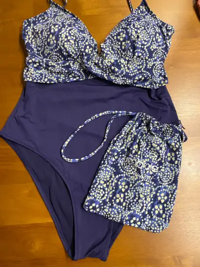 Traje de baño entero azul estampado Umbrale - miniatura 1