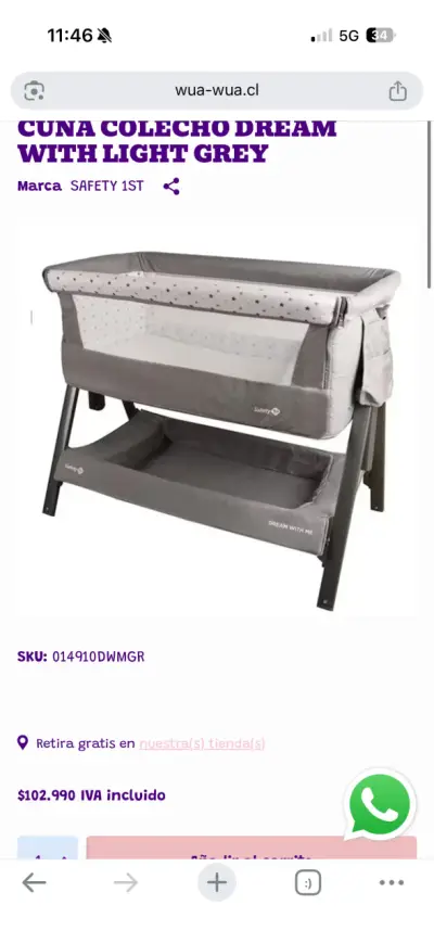Cuna colecho Safety 1st Dream gris - miniatura 1