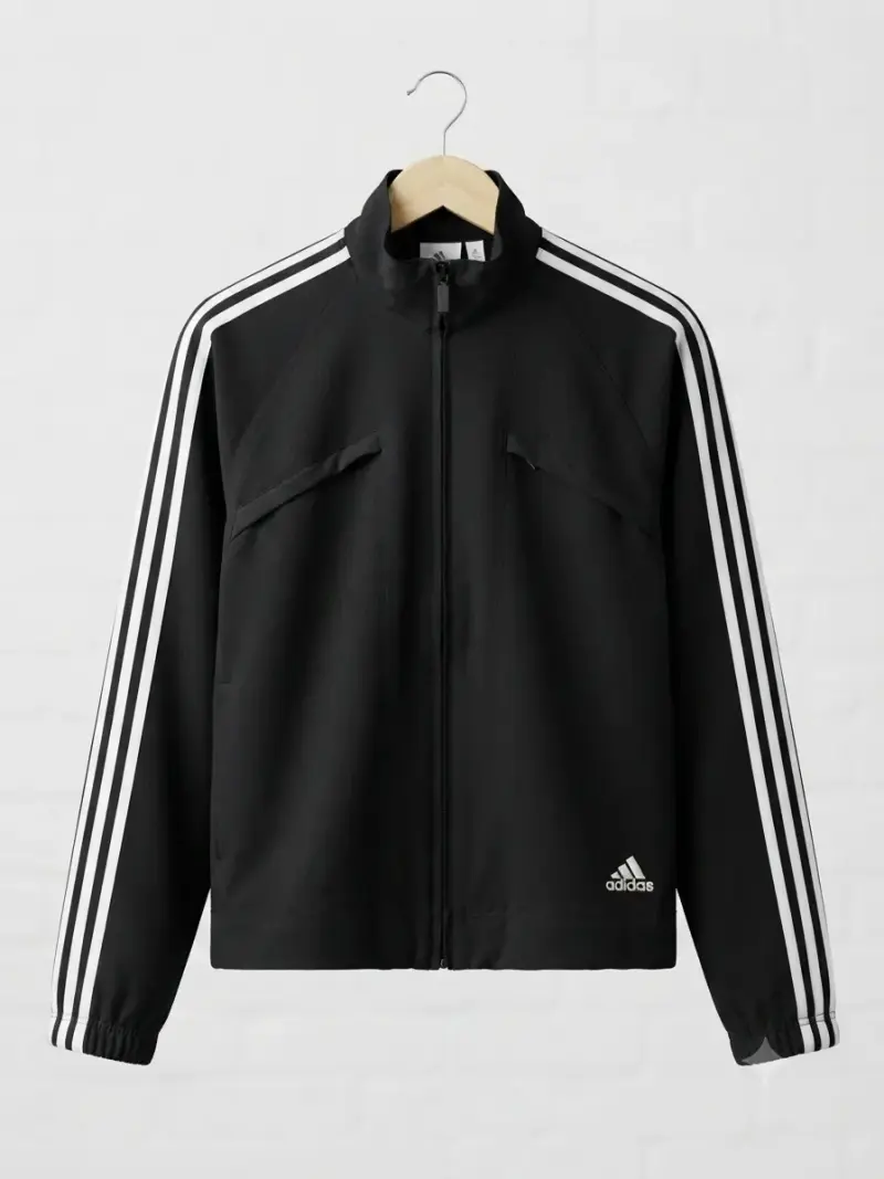 Chaqueta deportiva Adidas negra con franjas - 1