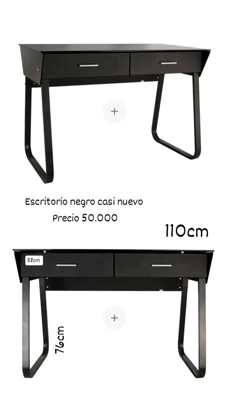 Escritorio negro moderno con cajones