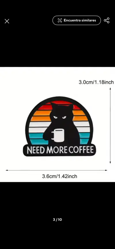 Pin de gato con taza de café retro - miniatura 2