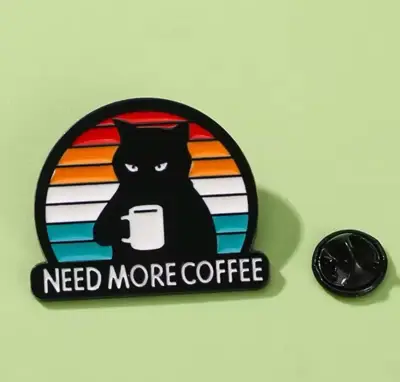 Pin de gato con taza de café retro - miniatura 3
