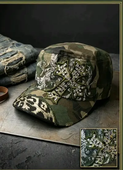 Gorra militar camuflada con diseño de cruz - miniatura 1