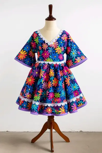Vestido típico chileno para niña - miniatura 2