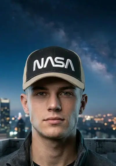 Gorra negra NASA estilo casual - miniatura 1