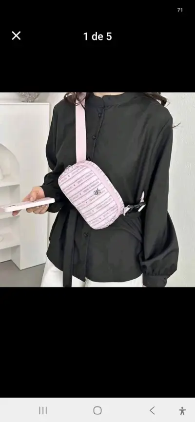 Riñonera rosa con diseño estampado - miniatura 1