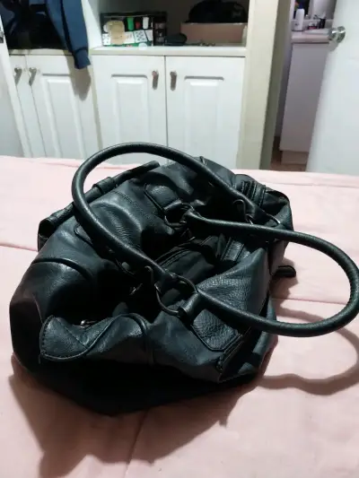 Pantalone Mujer elasticado, Cartera Cuero Negro - miniatura 5