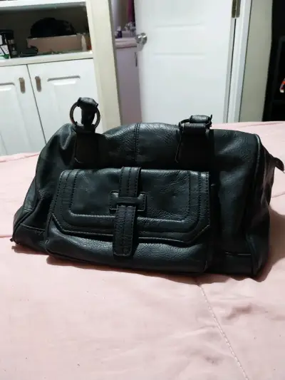 Pantalone Mujer elasticado, Cartera Cuero Negro - miniatura 6