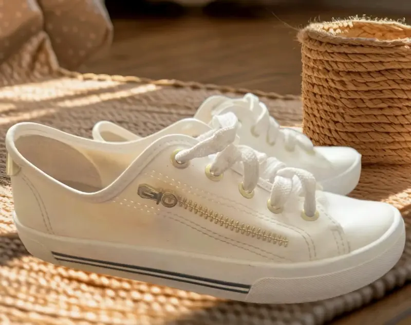 Zapatillas blancas casuales con cierre lateral